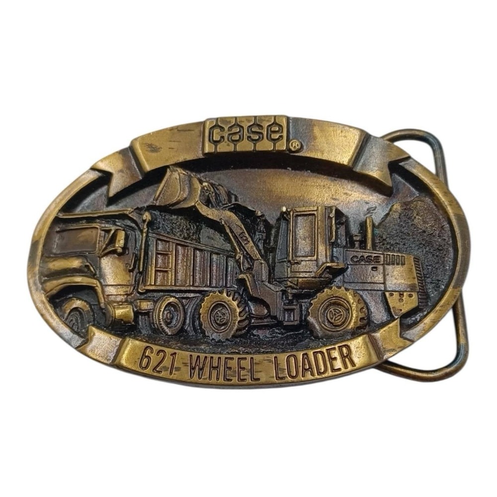 VTG CASE 621 Wheel Loader Belt Buckle 1988 JI Official Product Siskiyou Brass